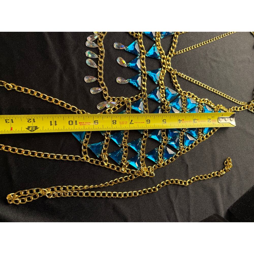 Rhinestone body chain bra, statement accessory bikini harness top body jewelry - Picture 8 of 10